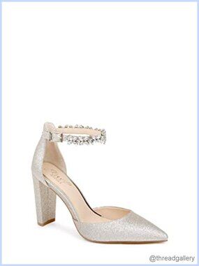Satin Pointed Toe Ankle Strap Pump Heels Padded Comfort